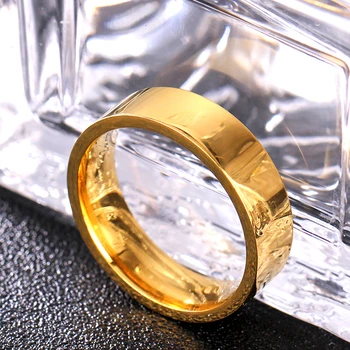MANGOSKY 6 mm Zlatá Farba Nehrdzavejúcej Ocele, Prstene Pre Mužov a Ženy, Veľkoobchod XY-R41