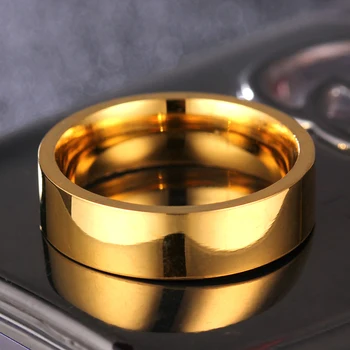 MANGOSKY 6 mm Zlatá Farba Nehrdzavejúcej Ocele, Prstene Pre Mužov a Ženy, Veľkoobchod XY-R41 Obrázok 2