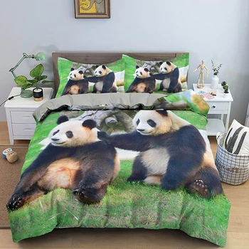 3D Tlač Zvierat, posteľná bielizeň sa Nastaví Roztomilá Panda Perinu s obliečka na Vankúš Jeden Twin Kráľovná King Size Posteľ Nastaviť Obliečky na Posteľ