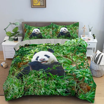 3D Tlač Zvierat, posteľná bielizeň sa Nastaví Roztomilá Panda Perinu s obliečka na Vankúš Jeden Twin Kráľovná King Size Posteľ Nastaviť Obliečky na Posteľ Obrázok 2