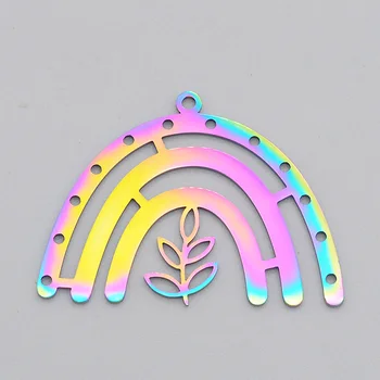 5 ks/veľa Nehrdzavejúcej Ocele Rainbow Kvet Su DIY Náušnice Prívesok Charm Veľkoobchod Šperky Rastliny, Stromu Ginkgo Dvojlaločné Listy
