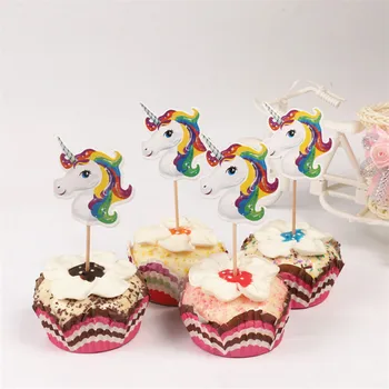 24pcs cartoon zvieratá Morská víla tortu vňaťou dinosaura Cake Decoration narodeniny, Party dekorácie cupcake Baby Sprcha jednorožec Party-S