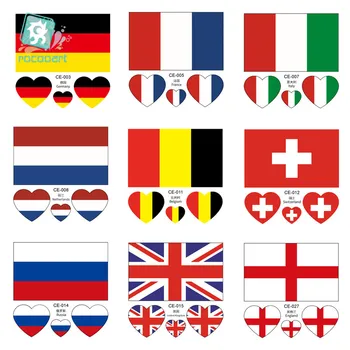 Najnovšie Európe vlajka tvár nálepky Nemecko Francúzsko Taliansko Belgicko, Anglicko, Škótsko, Holandsko Švédsko národnej vlajky dočasné tetovanie