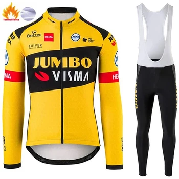 2021 Lotto NOVÉ JUMBO VISMA Cyklistika Dres Nastaviť Zimné Thermal Fleece Cyklistické Oblečenie s Dlhým Rukávom pánske Cestnej Bike Oblek