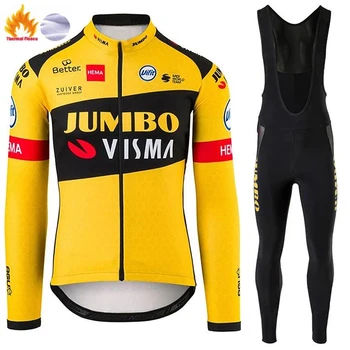 2021 Lotto NOVÉ JUMBO VISMA Cyklistika Dres Nastaviť Zimné Thermal Fleece Cyklistické Oblečenie s Dlhým Rukávom pánske Cestnej Bike Oblek Obrázok 2