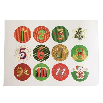 10 Listy/Set Vianočné Samolepky Kalendár nálepky Čísla 1-24 Zdobením Darček Vianočný Darček Dekorácie-Nálepky BJStore Obrázok 2
