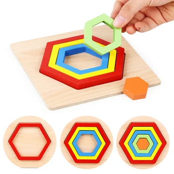 Nové Drevené Montessori Hračky Skoro Vzdelávacie Nakláňať Hračky Strane Dosky Dúha Farieb Geometrie Poznanie Deti Hračka Baby Hra