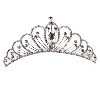 Svadobné Svadobné Bridesmaid, Princezná Tiara Koruny Krištáľové Srdce Vlasy Hrebeňom Headdress Headpiece Obrázok 2