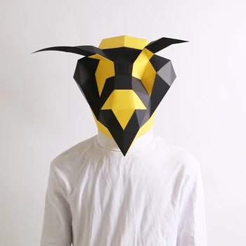 3D Papier Formy Wasp Bee Hlavu Masku Pokrývky hlavy Zvierat Model Halloween Cosplay Rekvizity Ženy Muži Strany Úlohu Hrať DIY Plavidlá Masky