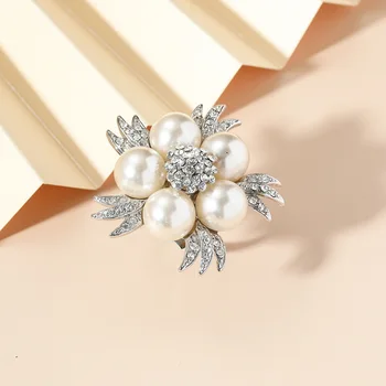 Luxusné Crystal Pearl Flower Prstene pre Ženy, Svadobné kórejský Štýl Elegantný Svadobný Prsteň Zásnubný Večierok Šperky Anillos Darček