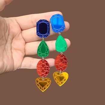 Tretie Vyhlásenie Akryl Diamond tvar Dlhé Farebné Módny Trend ine Šperky, Doplnky Pre Ženy, Veľkoobchod Obrázok 2