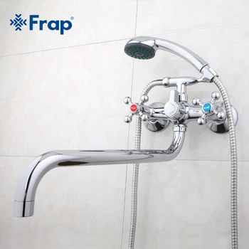 Frap na Stenu Striebro sprcha nastaviť ručné sprchy kúpeľňa dvojité rukoväť dual otvor sprcha kohútik s 36 cm nos F2619-2