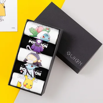 5 ks Pokémon Pikachu Anime Bavlnené Ponožky Pikachu Ísť Postavy Cartoon Módne Športové Milovníkov Mid-Trubice Ponožky pre Mladistvých Žien, Mužov Zime