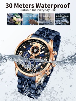 Nové 2022 ODMENU Quartz Hodinky pre Mužov Módne Multi-function Náramkové Hodinky Chronograf Svetelný náramkové hodinky z Nerezovej Ocele Obrázok 2