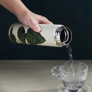 Nové Inteligentné izolované Káva, fľaša na vodu LED Dotykový Displej nehrdzavejúcej ocele tumbler fľašu termosky čaj infuser fľaša cestovný hrnček Obrázok 2
