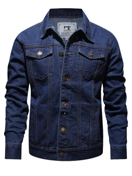 Veľkosť S-5XL Bavlna, Denim Jacket Mužov Bežné Farbou Klope Singel svojim Jeans Bunda Muži Jeseň Slim Fit Kvality Mens Kabát Obrázok 2