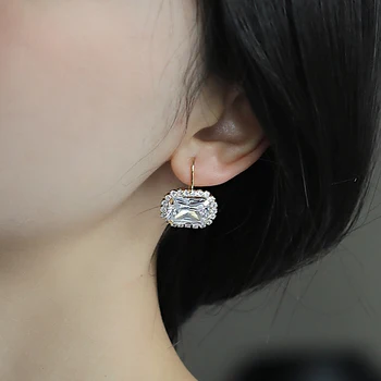 Európske a Americké Prehnané Geometria Štvorec Krištáľové Náušnice kórejský Módne Šperky Dievčatá Luxusné Doplnky Pre Ženy