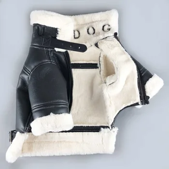 Bunda na motocykel štýl psa Zimné Psa Oblečenie Teplý Pes Čierny Plášť Zahustiť Pet Oblečenie, Vetru a Teplé Pre domáce Obrázok 2