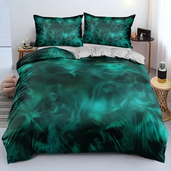 Zelená Hmla Lebky Posteľná Bielizeň Gotický Horor Perinu Nastaviť Twin Kráľovná King Size 245x210cm posteľná bielizeň Nastaviť bytový Textil Custom Design
