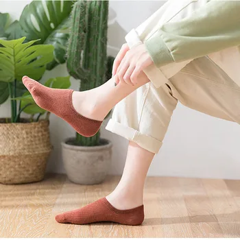 5 Párov dámske ponožky, Silikónové Non-Slip Neviditeľné Ponožky zimné roztomilý Farbou Členok Loď Ponožky Žena Mäkké Bavlnené Papuče Ponožky