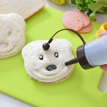 Malý Medveď Tvar Sandwich Plesní, Chlieb, Sušienky, Plastický Zariadenie Tortu Formy Maker DIY Formy Fréza Kuchyňa Raňajky Príslušenstvo Obrázok 2