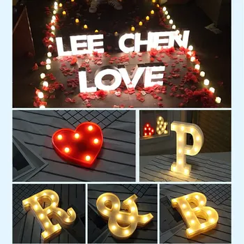 DIY Písmeno, Symbol, Znamenie Srdce Osvetlenie Plastové Vintage LED Svetlá Na Valentína Manželstva Svadobné Party Dovolenku Dekorácie