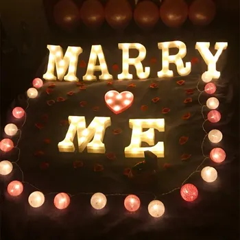 DIY Písmeno, Symbol, Znamenie Srdce Osvetlenie Plastové Vintage LED Svetlá Na Valentína Manželstva Svadobné Party Dovolenku Dekorácie Obrázok 2