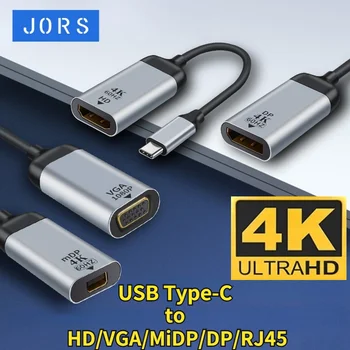 JORS USB C Do kompatibilný s HDMI kábel Kábel Adaptéra VGA Mini Typ C Na Mini DP DisplayPort RJ45 pre Projektor Notebook MacBook Huawei P30 Obrázok 2