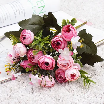 10Heads mini jar pivonky hodváb Umelé Kvety čaj rose flores fleur artificielles pre Domáce stôl dekorácie falošné Kvet