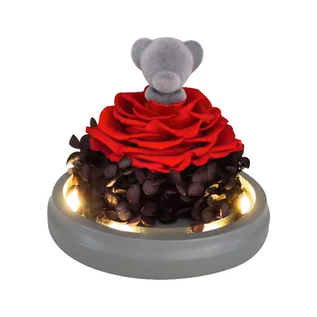 Veselé Vianoce Večný Rose Zajac Medveďa Rose V Dome Konzervované Kvet Králika Romantické Valentine Deň matiek Darčeky Dropshipping Obrázok 2