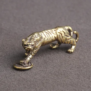 2022 Nový Rok Mosadz Tiger Čínskeho Zverokruhu Zvierat Mosadz Malý Stôl Ozdoba Mini Pôvodné Tiger Domáce Dekorácie Šťastie Darček