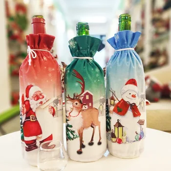 1PC Tvorivé Vianočné Fľaša Vína Nastaviť Kryt Ozdoby Vianočné Dekorácie pre Domov Vianoce Navidad Deco Noel Nový Rok Darček 2022