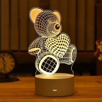 3D Roztomilé Deti DIY Lampa LED Nočné Svetlo Valentines Day Darček Svadobné Dekorácie Baby Sprcha Deti Narodeninovej Party Králik Veľkonočných Dekorácií