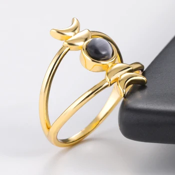 Vintage Lunar Eclipse Prstene Pre Ženy Opálové Šperky Double-Layer polmesiacom Krúžok Najlepší Priateľ Dary BFF 2021 Bijoux Femme