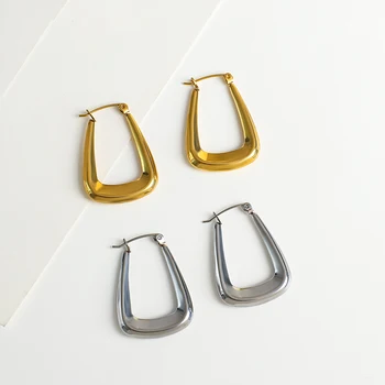 AENSOA Trendy Geometrického tvaru U z Nehrdzavejúcej Ocele Hoop Náušnice pre Ženy Zlato Strieborná Farba Náušnice Moderný Minimalistický Šperky