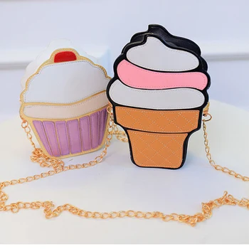 3D Roztomilý Kreslený Ženy Rameno, Kabelka Hamburger Ice cream Cake Tašky Malé Reťazec Spojka Crossbody Dievčatá Messenger Taška Melón Obrázok 2