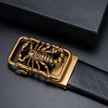 Hi-Tie Luxusné Pás Autor Zlatého Hada Módne Pracky Pásu pre mužov Klasické Čierne Cowskin Originálny Kožený Opasok Automatické