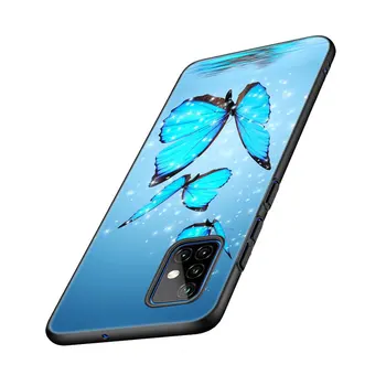 Cartoon Blue Butterfly obal Pre Samsung Galaxy A12 A22 A21S A02S A31 A32 A50 A51 A70 A71 A72 A11 A10S A20S A30S A52 S 5G Kryt