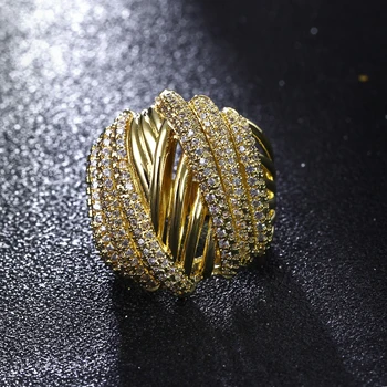 Veľké Luxusné Prst prsteň Zlatej a Bielej farby, Šperky 5A zirconia crystal anillos trendy Ženy Krúžky Obrázok 2